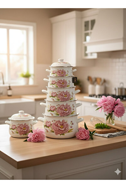 Generic A set of cookware decorated with elegant designs in several sizes