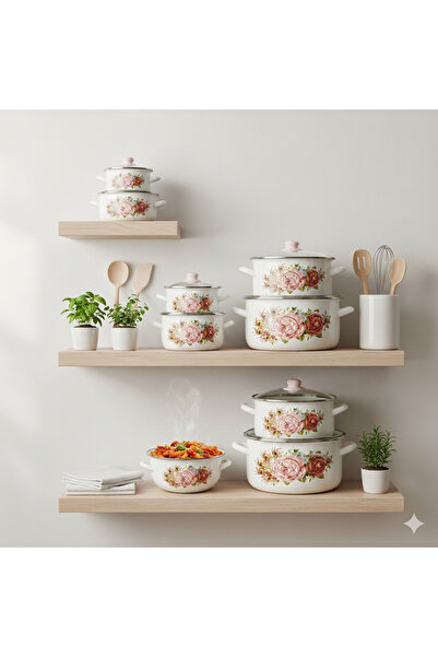 Generic A set of cookware decorated with elegant designs in several sizes