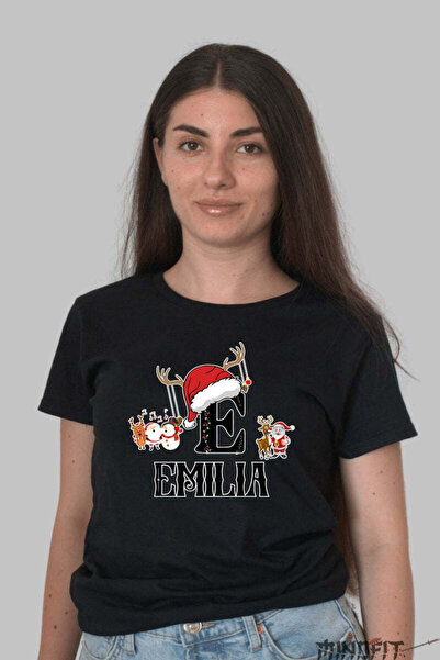GILDAN Tricou Craciun Emilia Litera E Cu Reni Si Mosul Femeie