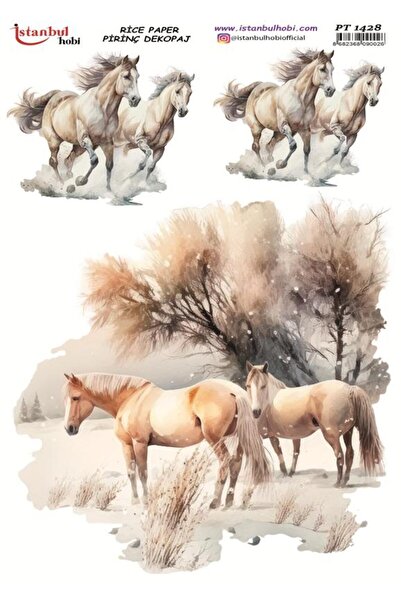 İstanbul Hobi ورق ديكور نحاسي 30×42 سم PT-1428 خيول