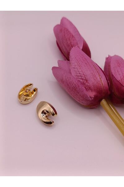 RP COMPANY زر معدني ذهبي على شكل حرف 'C'، 3 قطع