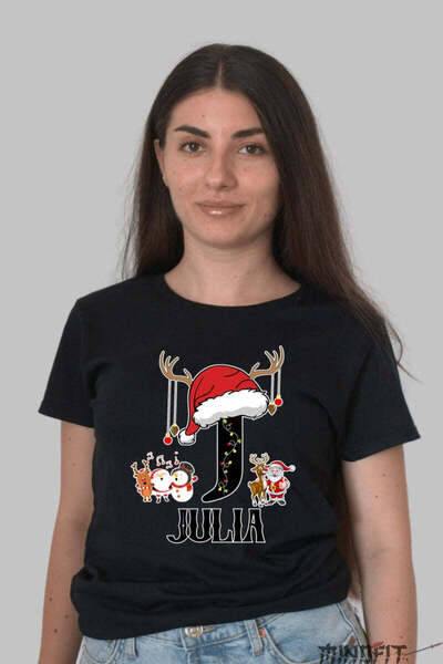 GILDAN Tricou Craciun Julia Litera J Cu Reni Si Mosul Femeie