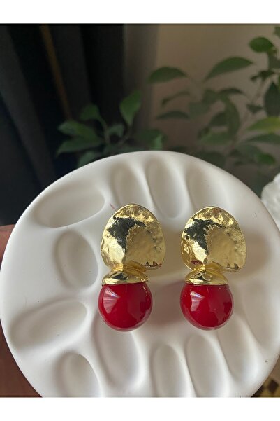 Anetta Jewelry Women's Red Stone Gold Color Detail Steel Tarnish-Resistant Ea...