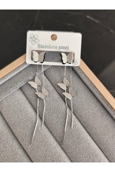 MutluBiDünya Sallantılı Çelik Kelebek Küpe