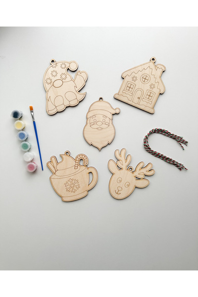 Woodiac It's Woodiful! Yılbaşı Temalı 5'li Ahşap Boyama Seti - Çocuk Etkinlik...