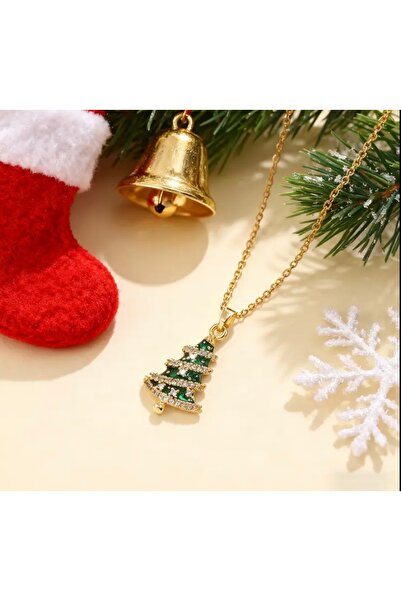 deluxe takı ve giyim قلادة شجرة الصنوبر اللامعة ذات الطابع العاملي