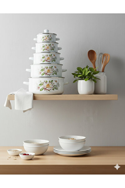 Generic A set of cookware decorated with elegant designs in several sizes