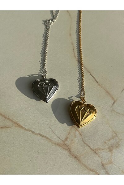 mibrillo Steel Openable Heart Model, Double-Sided Usable, Picture Can Be Inserted Commemorative Necklace