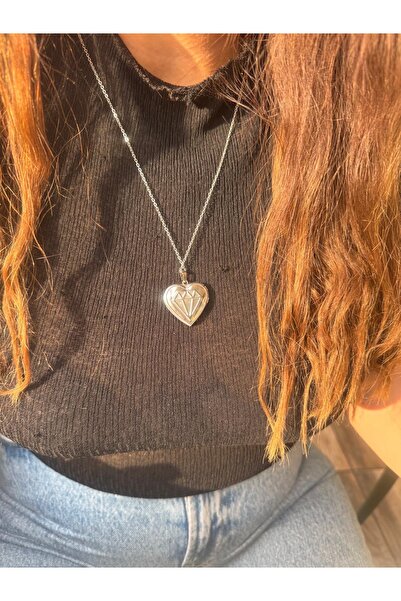 mibrillo Steel Openable Heart Model, Double-Sided Usable, Picture Can Be Inserted Commemorative Necklace