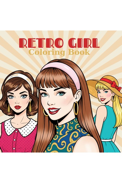 M&H Coloring Retro Girl - 21x21 cm Boyama Kitabı, Çocuk ve Yetişkinler için