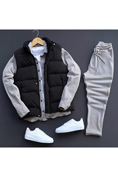 THEGENTMAN Ottomon Fabric Corded Fabric Shirt Pants Vest 3-Piece Set Men's Set