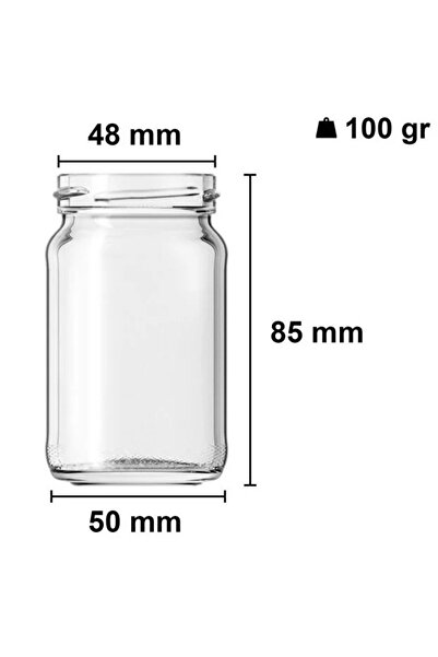 Tanemce 4 Pieces 105 ml Spice Jar Food Confectionery Multi-Purpose Black Metal Lid 105 Cc Short Glass Jar