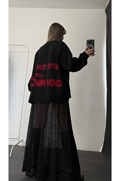 nona butik Star Patterned Sweater - Black