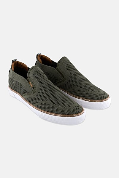 Mustang Men Textured Slip On Casual Shoes, Olive
