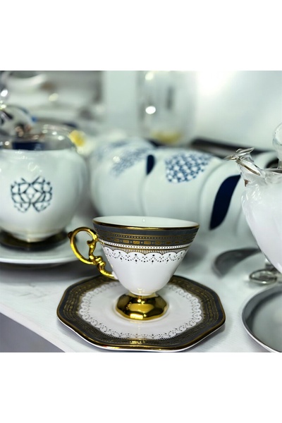 Kosova Porselen Ayaklı Fincan Takımı 6lı 90 cc (RSY-245)