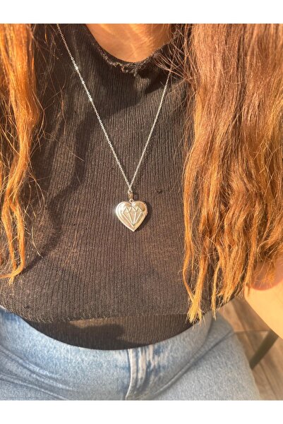 mibrillo Steel Openable Heart Model, Double-Sided Usable, Picture Can Be Inserted Commemorative Necklace