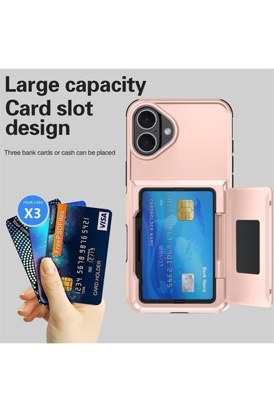 Flippy Rose gold card slot phone case for iPhone 17