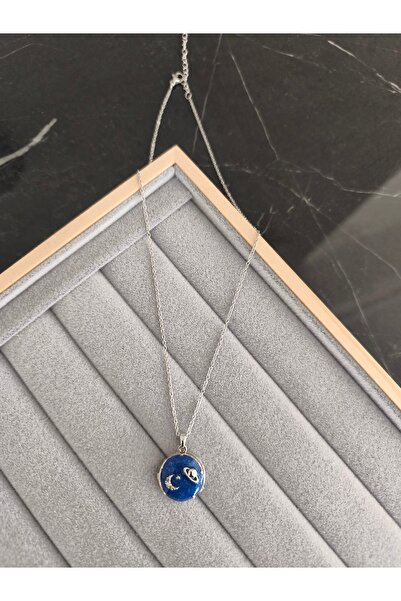 MutluBiDünya İçi Açılabilen Fotoğraf Bölmeli Gezegen Ay Yıldız Kolye