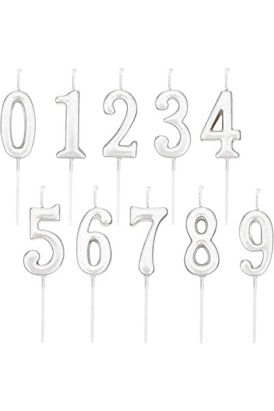 NET MARKET GÜMÜŞ SERİ PASTA RAKAM MUMU TÜM RAKAMLAR 12 CM DOĞUM GÜNÜ