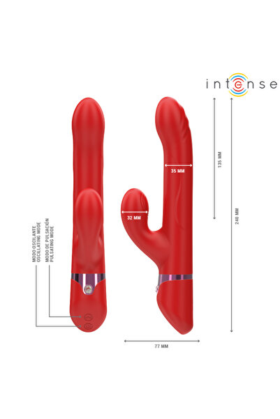 INTENSE - STIMULATOR MULTIFUNCȚIONAL LELE ROTATIV ȘI OSCILANT ȘI STIMULARE ROȘU