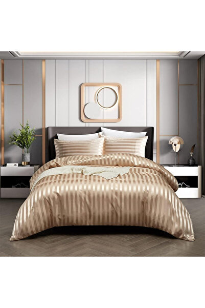 OEM Cream satin bed linen, duvet cover 240x220 cm, 2 pillowcases 65x65 cm