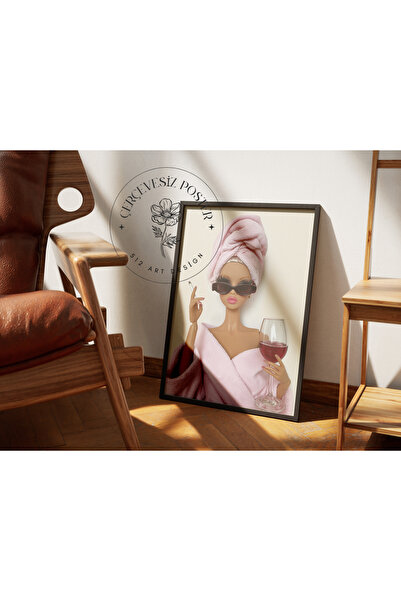 512 STORE Estetik Banyo Duvar Dekor Çerçevesiz Kuşe Kağıt Poster Barbi e Tema...