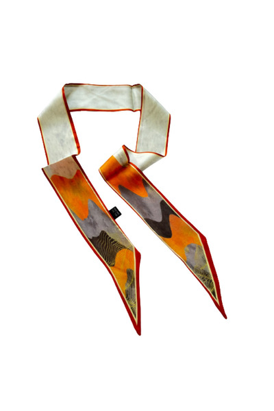 OMG Natural silk scarf, 6 x 125 cm, colorful mountains