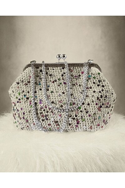 MAZSAY Dora El İşlemesi Pullu Makrome Çanta