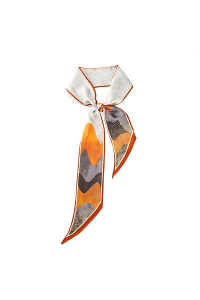 OMG Natural silk scarf, 6 x 125 cm, colorful mountains