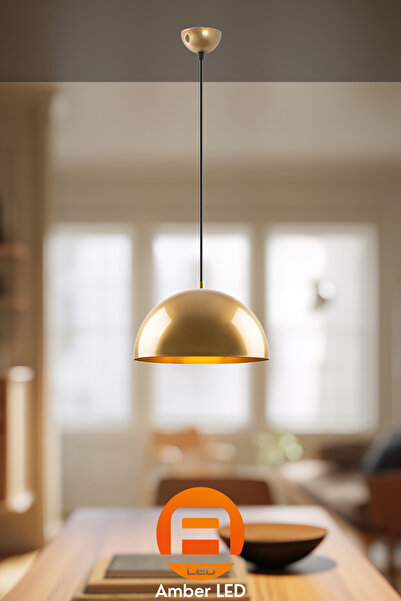 AmberLED Şık Metal Gövdeli Tekli Sarkıt Avize Mutfak ve Salon İçin E27 Uyumlu
