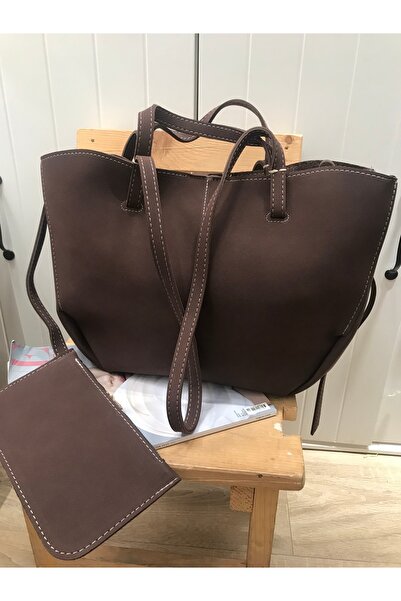 Yerli BN Nubuk süet kahve çanta