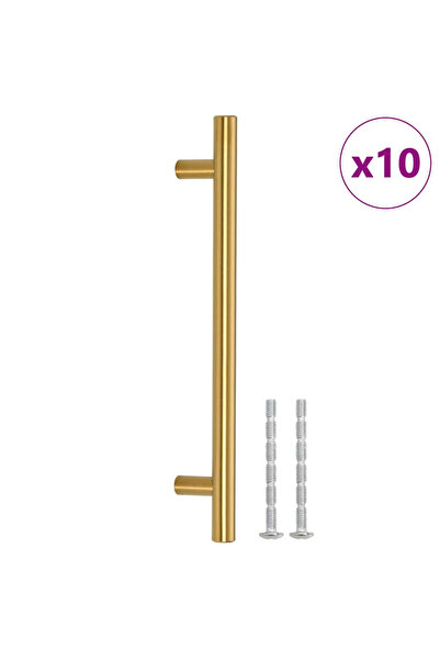 OEM Round golden zinc handles, length 256 mm between holes, 10 pieces