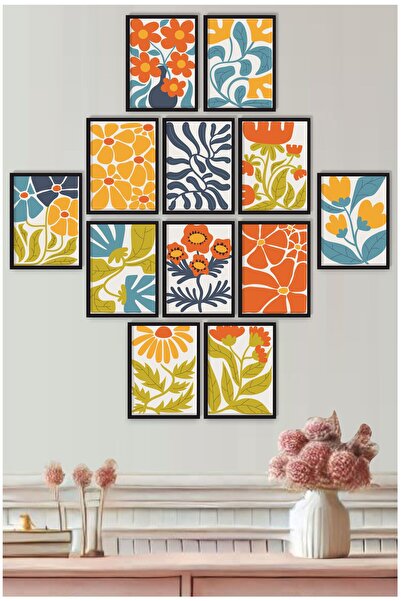 UNT Modern Floral Design 12-Piece Wall Painting Set – Colorful Floral Decoration