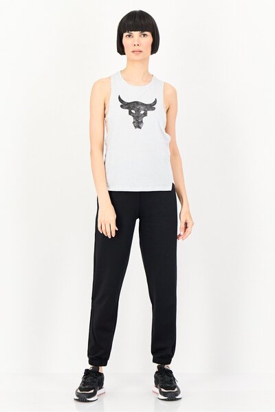 Under Armour Women Loose Fit Sleeveless Project Rock Bull Training Tank Top, Grey