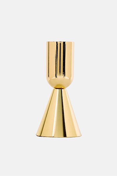 Muy Mucho حامل شموع معدني عتيق، ذهبي