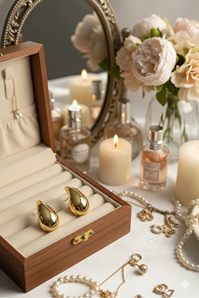 Dorvina Drop Earrings Gold Color 30 mm Brass Women's Jewelry