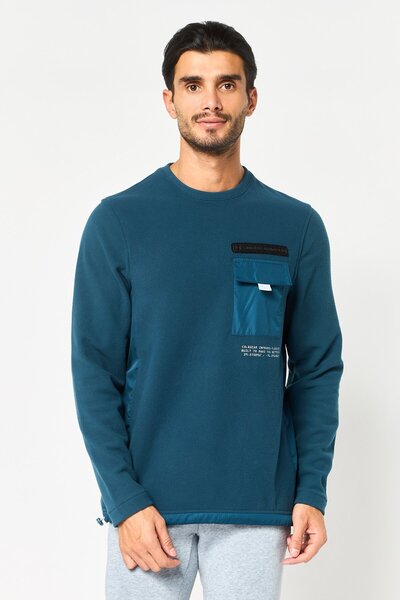 Under Armour Men Loose Fit Long Sleeve Outdoor Sweatshirt, Teal Blue