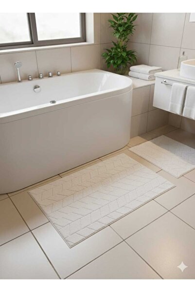 EA MİM TASARIM DİZAYN AMBALAJ طقم سجادة حمام مكون من قطعتين بنقشة الورد - قاع...