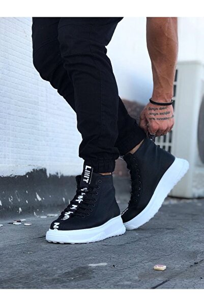 Mhoda Shoes Rlx03 Men's Sports Casual Lace-Up Leather Boots Cbt - Black