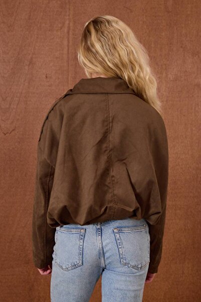 CELITA Women's Suede Zippered and Snap Fastener Lined Jacket