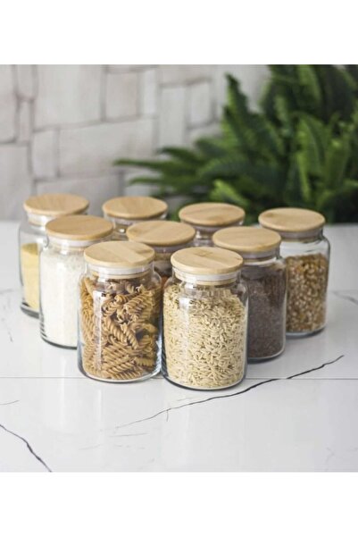 ELİFSU HOME Glass Jar with Bamboo Silicone Lid (500ml 800ml 1100ml)