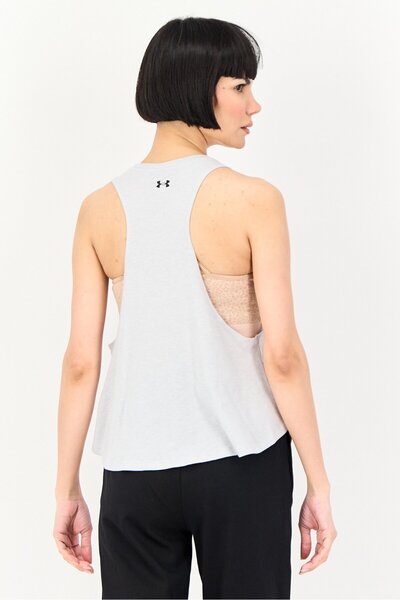 Under Armour Women Loose Fit Sleeveless Project Rock Bull Training Tank Top, Grey