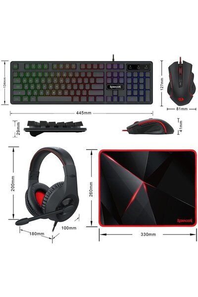 REDRAGON S137 Gaming Kit (4-in-1) - Keyboard, Mouse, Headphones, Mousepad