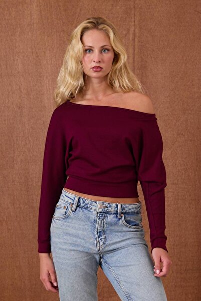 CELITA Women's One Shoulder Elastic Waist Long Sleeve Blouse