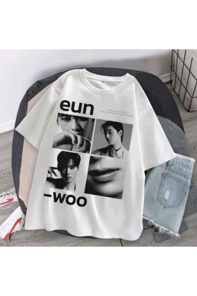 barsdepo Eun Woo Printed T-Shirt, Oversized Unisex T-Shirt Child / Adult (with Surprise Gift)