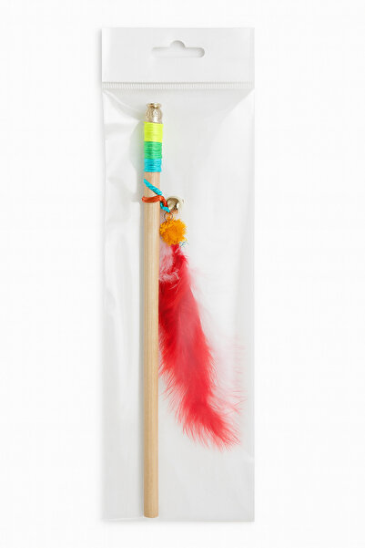 YILDIZ DİJİTAL HOME Furry Bell Cat Fishing Rod Toy – Wooden Handle, Pompom, Durable String, Exercise and Hunting Game