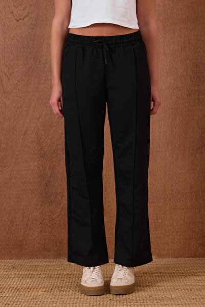 CELITA Women's piped Elastic Wide-Leg Pants with Lace-Up Waist