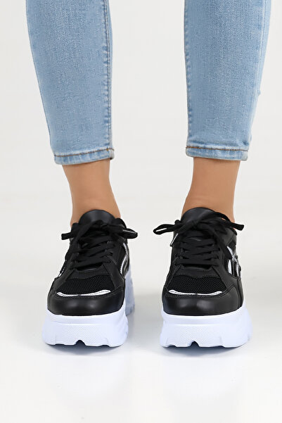 Encool Women's Black Sneaker - Stylish Casual Sports Shoes with High White Sole