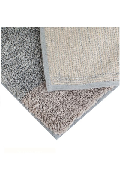 Craciun Grey Christmas Bath Mat with Santa Claus & Silver Lurex, 75×45 cm