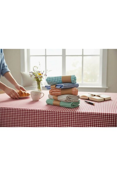 SHome 170X170 cm Plaid Tablecloth 6 Colors – Multi-Purpose Table Cover for Di...